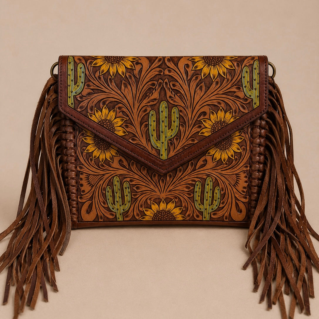 Desert Sunflower Fringe Clutch